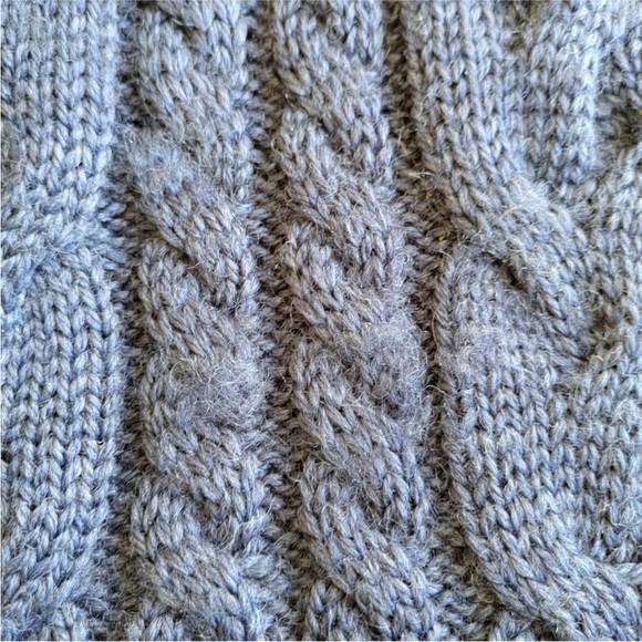 Long Aran cardigan — blue — size S - Picture 13 of 15